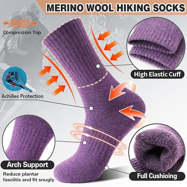 Women's Hiking Socks 5-Pair – Thick, Warm, and Breathable Winter Socks
