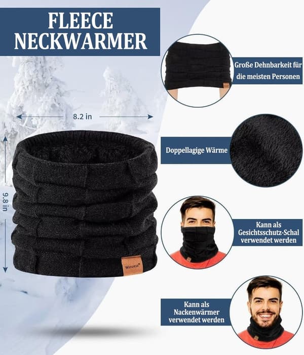 Winter Hat, Scarf & Touchscreen Gloves Set – Knitted, Unisex Mörkgrå