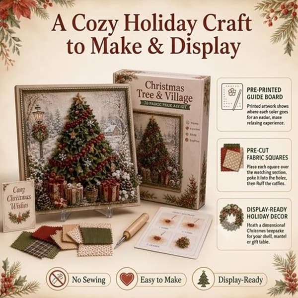 3D Jule Poke Art DIY Kit S2 - Stofhåndværk til voksne Style 2