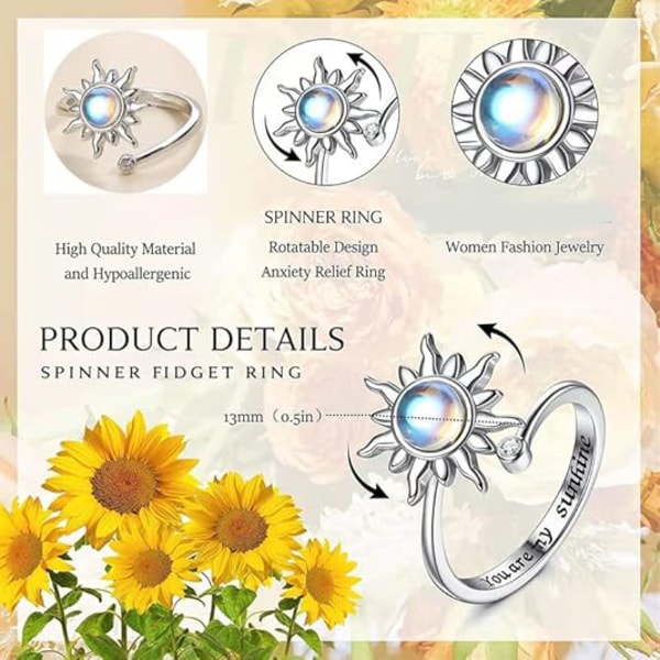 4 st Fidget ångest ringar Justerbara ringar set Justerbara ringar Fidget ringar Dampärlband,Stackbara Silver