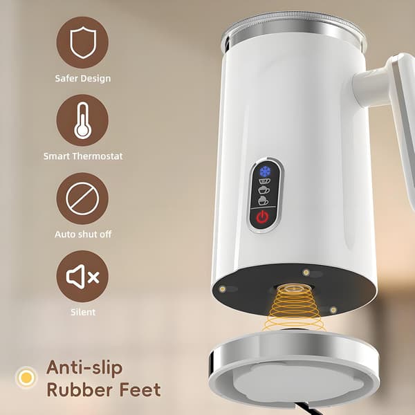 Elektrisk mjölkskummare 4-i-1 300ml - Tyst Varm Kall Latte Vit White