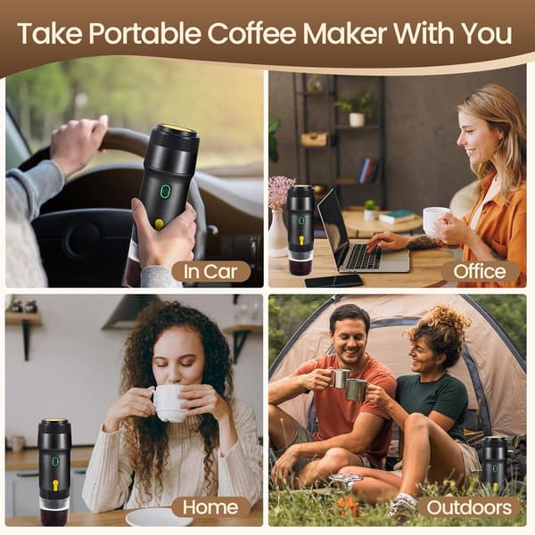 12V 3-i-1 Espressomaskin - 7500mAh NS & Malet Kaffe Vit White USB + Car Cable