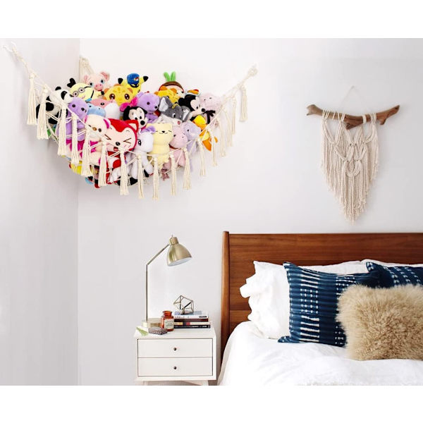 Boho Macramé Net/Hammock for Stuffed Animals - Hammocks, Storage Nets, Hanging Toy Organizer