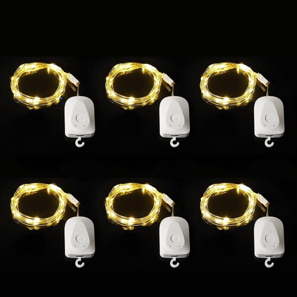2M 20LED Varm Hvid Lyskæde 6-pak - Timer IP43 til Julebryllup Haveindretning Yellow 6 PC-2M