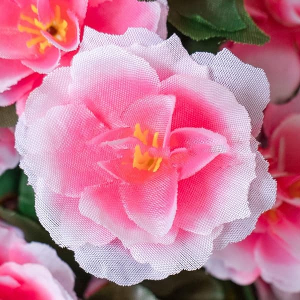 Kunstig Rhododendron med Spyd - UV-resistent Udendørs Have Veranda - Pink Pink 1 Pack
