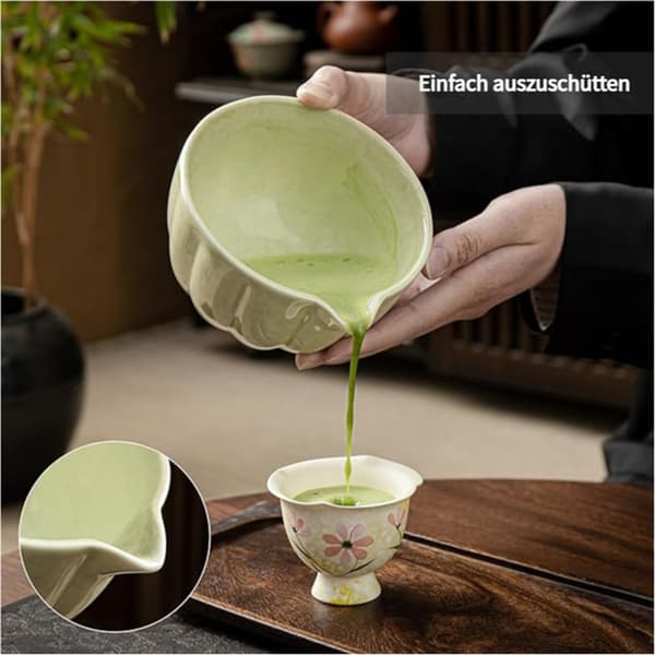 5-Piece Ceramic Matcha Tea Set – With Matcha Bowl & Matcha Whisk Green