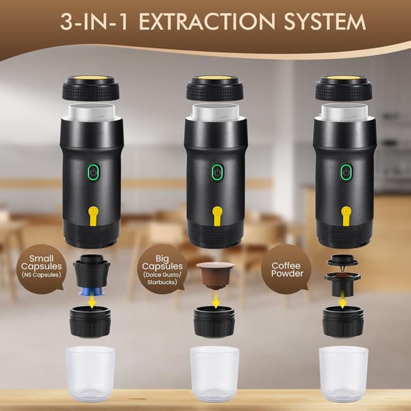 12V 3-i-1 espressomaskin - 7500mAh NS & malet kaffe grön Green USB + Car Cable