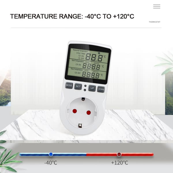 Digital Thermostat with Socket for Heating and Cooling – Universal Thermostat with LCD and Timer, Temperature Control vit