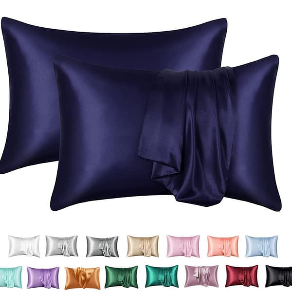 2-pack Satin Pillowcases - Silky Soft Pillow Covers, Multiple Colors, 50x75cm Navy Blue