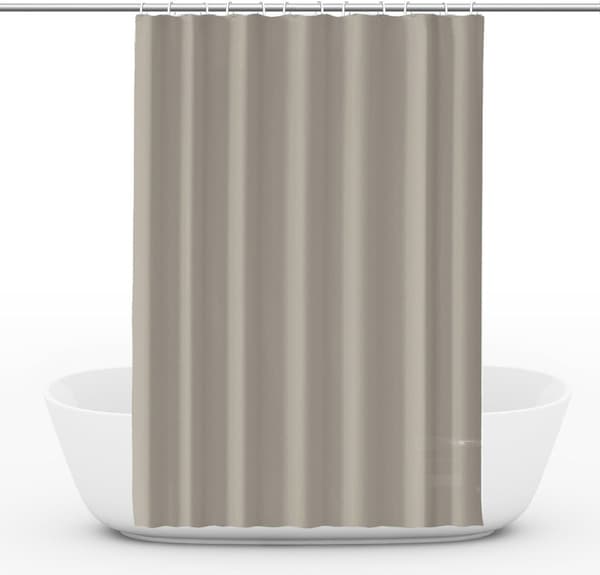 Waterproof Shower Curtain 180x180 cm – Solid Color with Hooks, Washable & Quick-Drying Beige