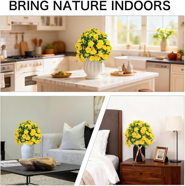 2-pak kunstig rododendron med pind - UV-resistent haveveranda - gul Yellow 2 Pack