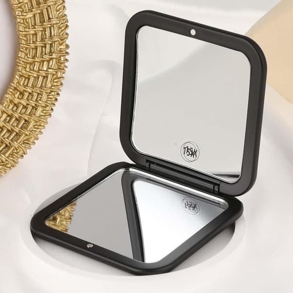 Portable Folding Makeup Mirror with 15x Magnification svart