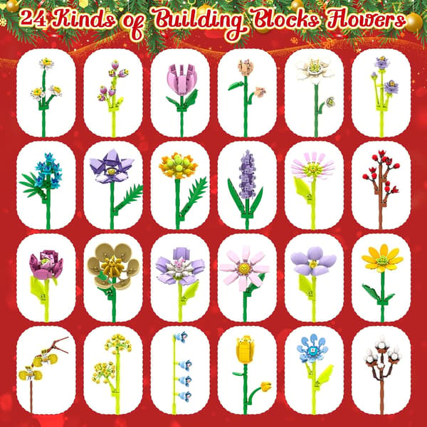 Adventskalender 2026 blomster – byggset julnedräkning 24 dagar