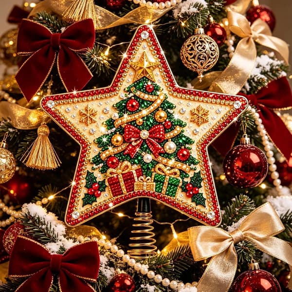 Juletræstop med diamantmaling – DIY til voksne, juletræ Style 4