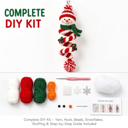 Virk-sæt DIY snemand spiral stil A – garn, perler, trin-for-trin guide Style 5