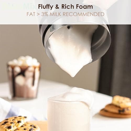Pekskärm Mjölkskummare 300ml - Justerbar Temp Cappuccino Vit White