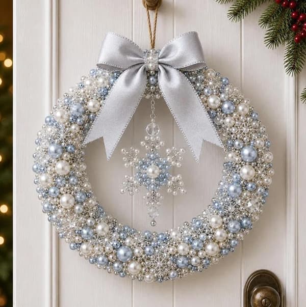 Perle julekrans DIY-sæt S2 - Håndlavet dørdekoration Blue