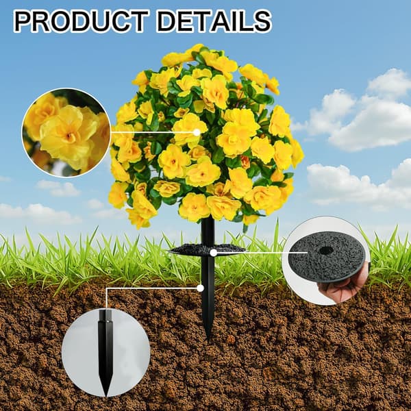 2-pak kunstig rododendron med pind - UV-resistent haveveranda - gul Yellow 2 Pack