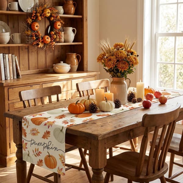 Efterårs bordløber 33x275cm - Græskar Ahornblad Thanksgiving Høst 33*274CM