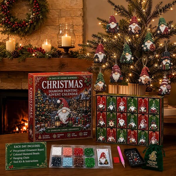 Diamantmålning Adventskalender 24 dagar S1 - Tomtehänge DIY Style 2