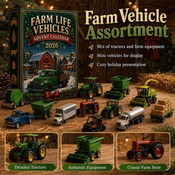 Advent Calendar 2026 Farm Vehicles – 24 2D Acrylics, Style 2 Style 2