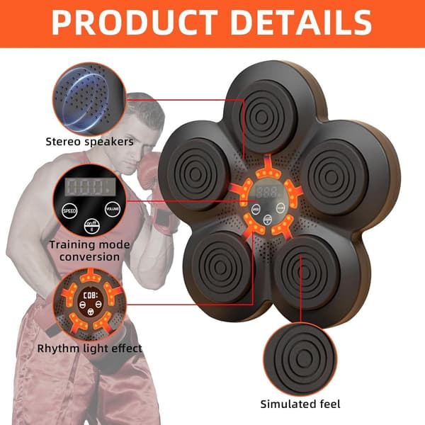 Smart Music Boxing Machine - Smart Electric Boxing Trainer with Speaker Black SZ2