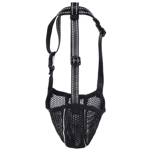 Adjustable Dog Muzzle - Breathable and Reflective Black M