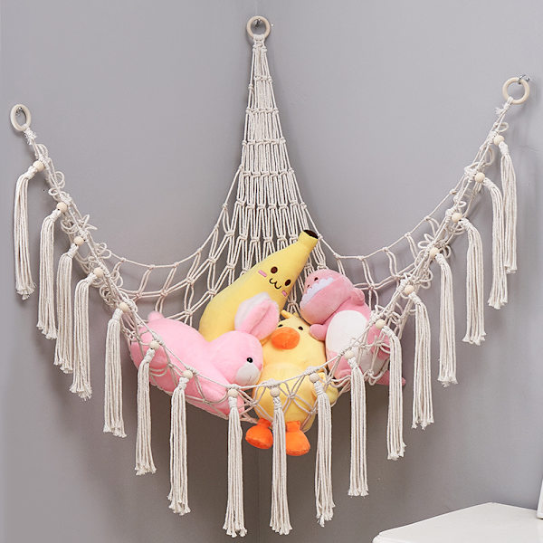 Boho Macramé Net/Hammock for Stuffed Animals - Hammocks, Storage Nets, Hanging Toy Organizer