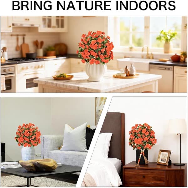 Kunstig Rhododendron med Spyd - UV-resistent Udendørs Have Veranda - Orange Orange 1 Pack