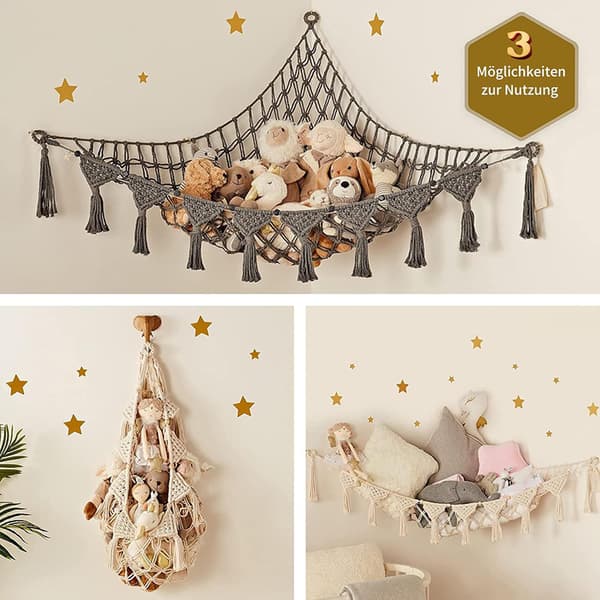 Toy Box and Stuffed Animal Storage – Hammocks, Storage Net, Hanging Toy Organizer Gray
