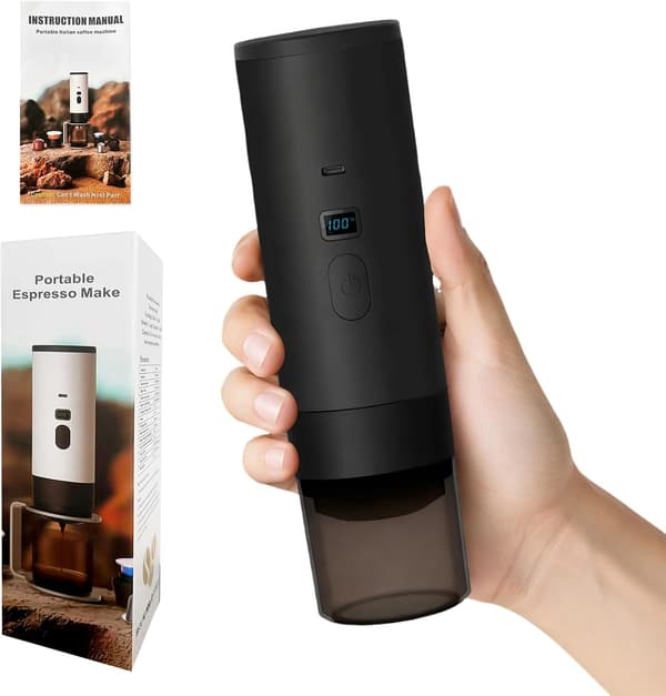 3-i-1 Bärbar Kaffebryggare - LED USB-C Självuppvärmande Poddar & Malet Kaffe