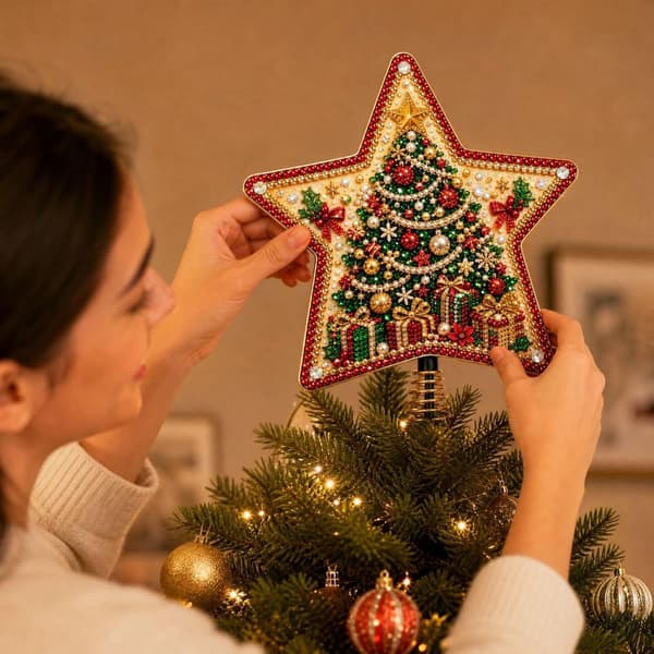 Juletrestjerne diamantmaling – DIY for voksne, juletre Style 4