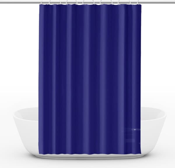 Waterproof Shower Curtain 180x180 cm – Solid Color with Hooks, Washable & Quick-Drying Dark Blue