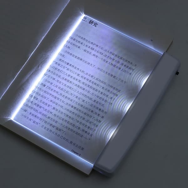 Clear LED Flat Reading Light, Panel Lamp Book Full Page Light for Reading in Bed at Night Battery Powered vit