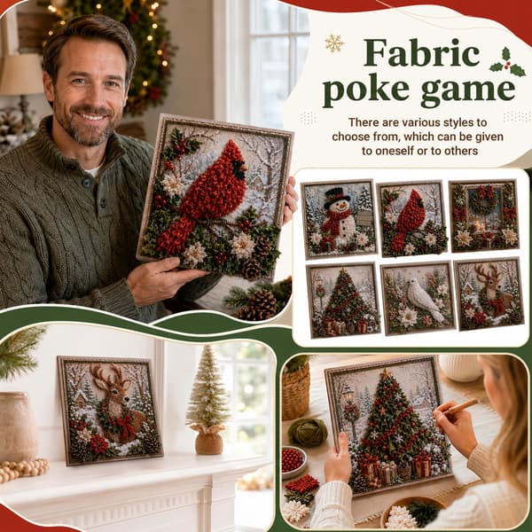 3D Jule Poke Art DIY Kit S4 - Stofhåndværk til voksne Style 4