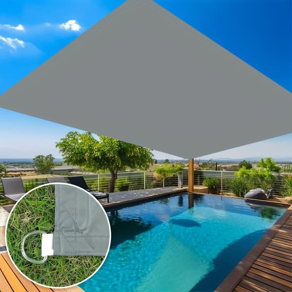 3x3M Grå Solsejl - Vandtæt UV-blokerende Rektangulær Baldakin til Terrasse Have Pool - 210D Polyester Gray 3*3M