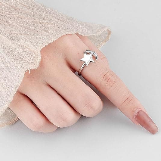 4 st Fidget ångest ringar Justerbara ringar set Justerbara ringar Fidget ringar Dampärlband,Stackbara Silver