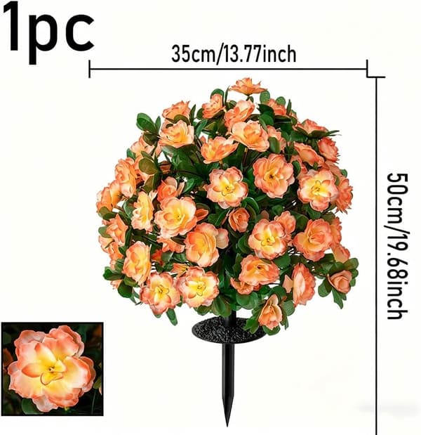 2-pak kunstig rododendron med pind - UV-resistent haveveranda - Orangerød Orange-red 2 Pack