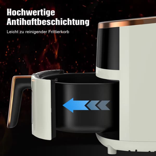 6L 1800W Digital Airfryer med visningsvindue - 8 tilberedningsfunktioner, timerdisplay - Sort Black