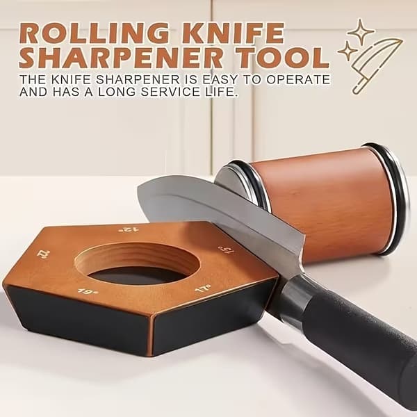 Knife Sharpener with Rollers, with Industrial Diamond at 12/15/17/19/22° Degrees for Knife Sharpening, Knife Sharpening System with Rollers brun