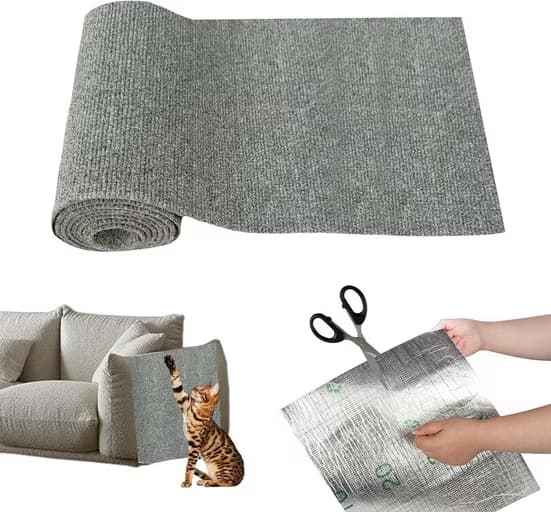 Selvklebende Klorematte for Katt - Vegg- og Sofabeskyttelse, klorematte for sofa, katteklorematte, hjørne Light Gray 30cmx100cm