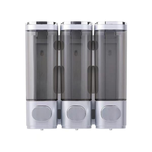 Vægmonteret Sæbedispenser – 3-rums Brusedispenser 300ml x3 til Shampoo og Sæbe All White