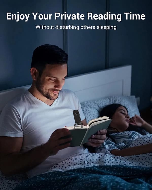 Portable USB Rechargeable LED Book Light with Clip for Reading in Bed, Adjustable Brightness, Dimmable Bookmark Lamp rosa