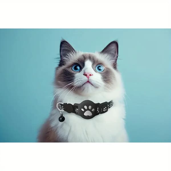 Pet Tracker, GPS Collar compatible with iOS, Apple Find My Tracker, Pet Tracker for Cat Tracker and Dog, Waterproof & Reflective Black B