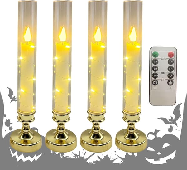 Fjärrkontroll LED-ljus - Flamfri Ambient Guld för Romantisk Bröllopsinredning Gold With remote control