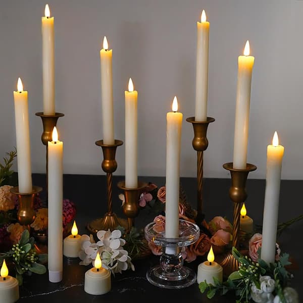 LED-lys oppladbare med fjernkontroll, elfenben – voks-smelteeffekt, svart Style 2
