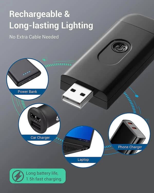Portable USB Rechargeable LED Book Light with Clip for Bed Reading, Adjustable Brightness, Dimmable Bookmark Lamp vit