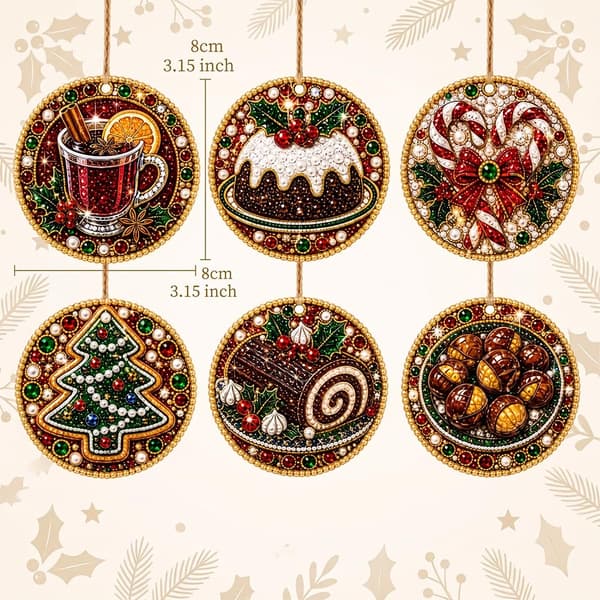 Juleperlepynt 6-pak DIY diamantkunst til voksne – stil 7 Style 7