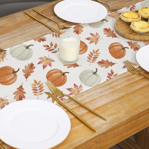 Efterårs bordløber 33x275cm - Græskar Ahornblad Thanksgiving Høst 33*274CM