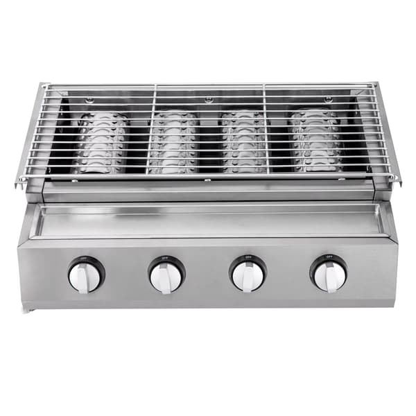 Bærbar 4-brænder Propan Grill - Røgfri Bordplade BBQ i Rustfrit Stål til Camping og Terrasse
